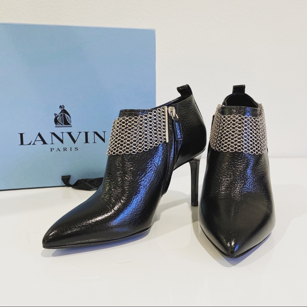 NIB $1095 LANVIN BOOTIE CHAIN BOOTS 37